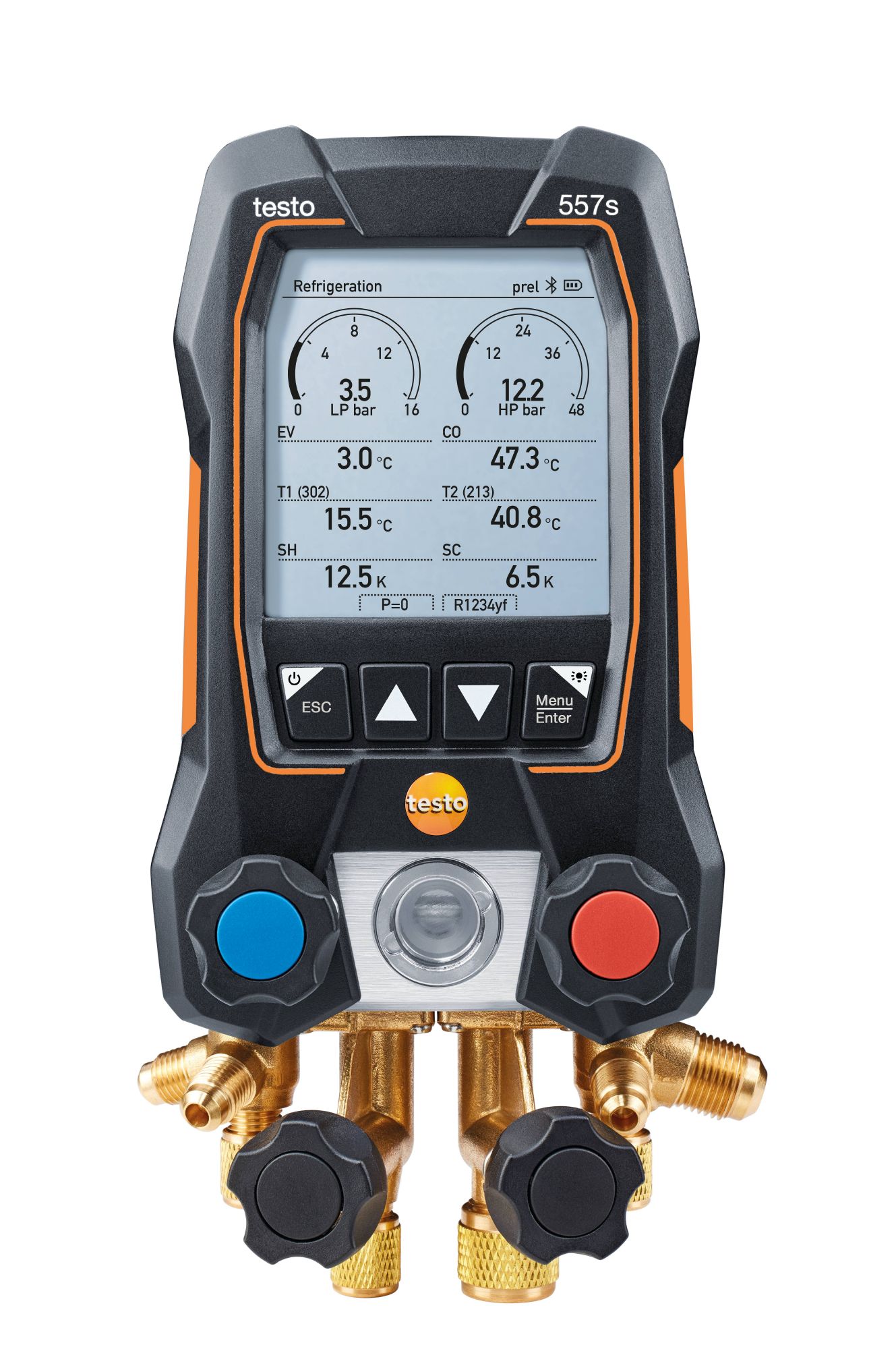 Smart digital manifold with Bluetooth and 4-way valve block Testo 557S